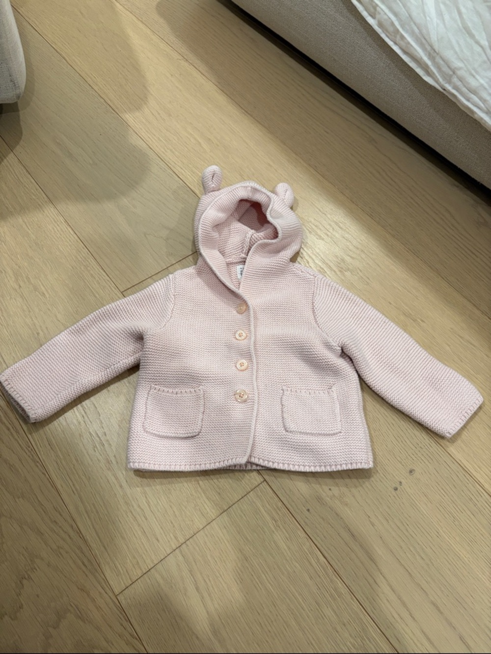 GAP Baby Soft Blush Knit Hooded Cardigan